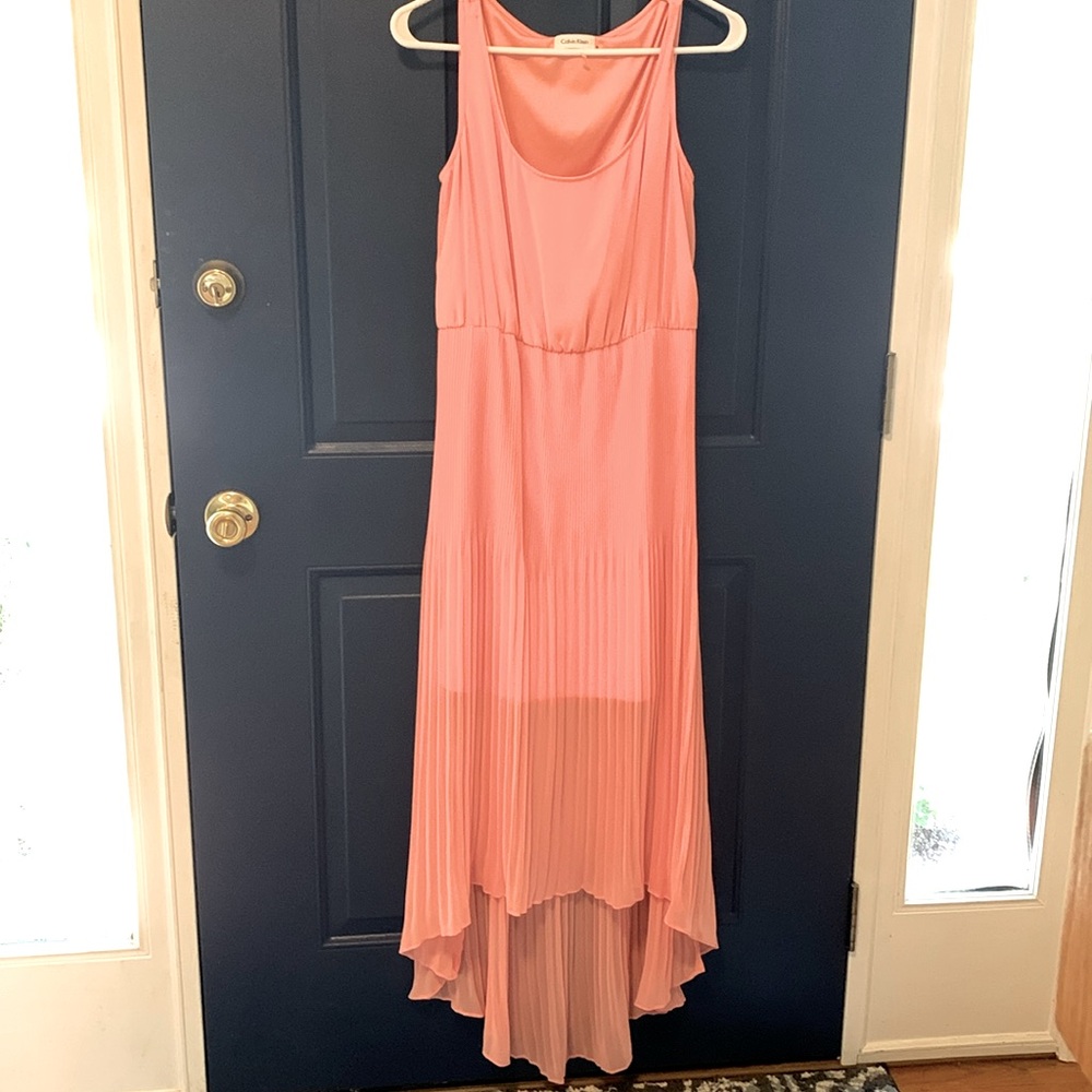 Coral Calvin Klein Hi-Low Dress